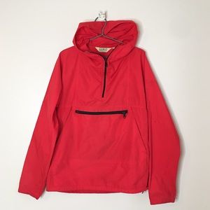 LL Bean Vintage Quarter Zip Windbreaker Jacket Red Size Medium